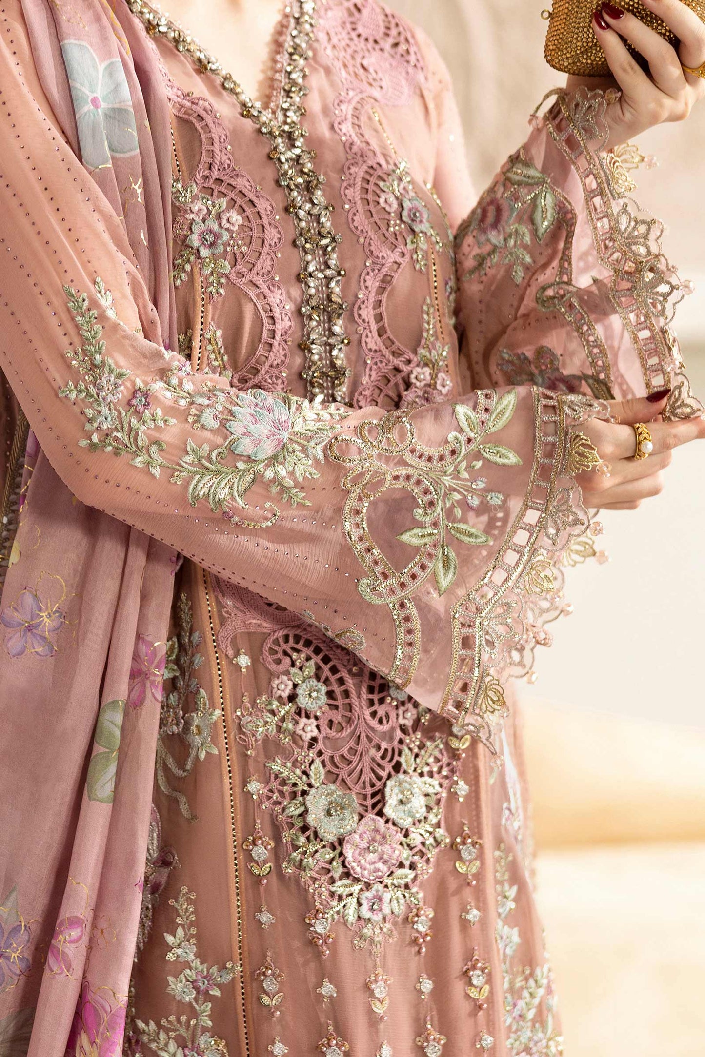 3 Piece Unstitched Embroidered Chiffon Suit | MPC-25-105