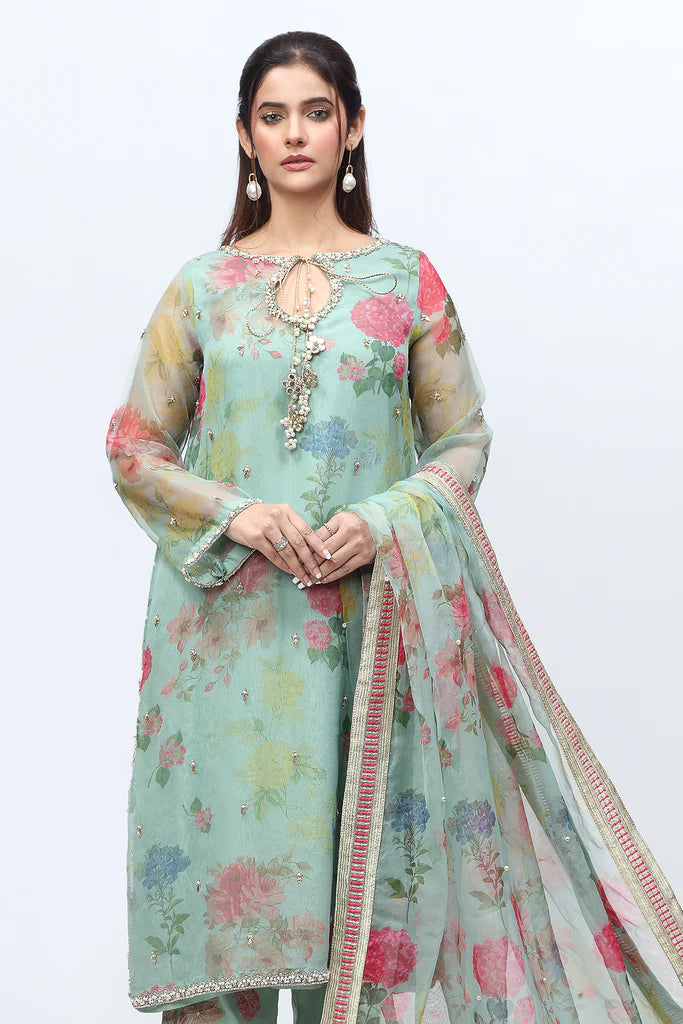 3-PC Embroidered Organza Shirt with Organza Dupatta and Trouser SCPM-3-97