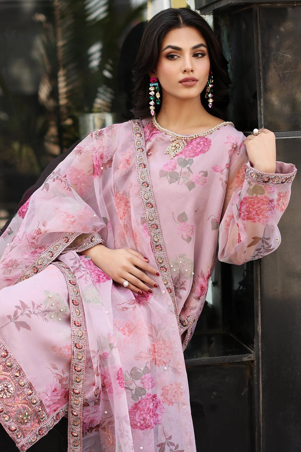 3-PC Embroidered Organza Shirt with Organza Dupatta and Trouser CMA-4-017