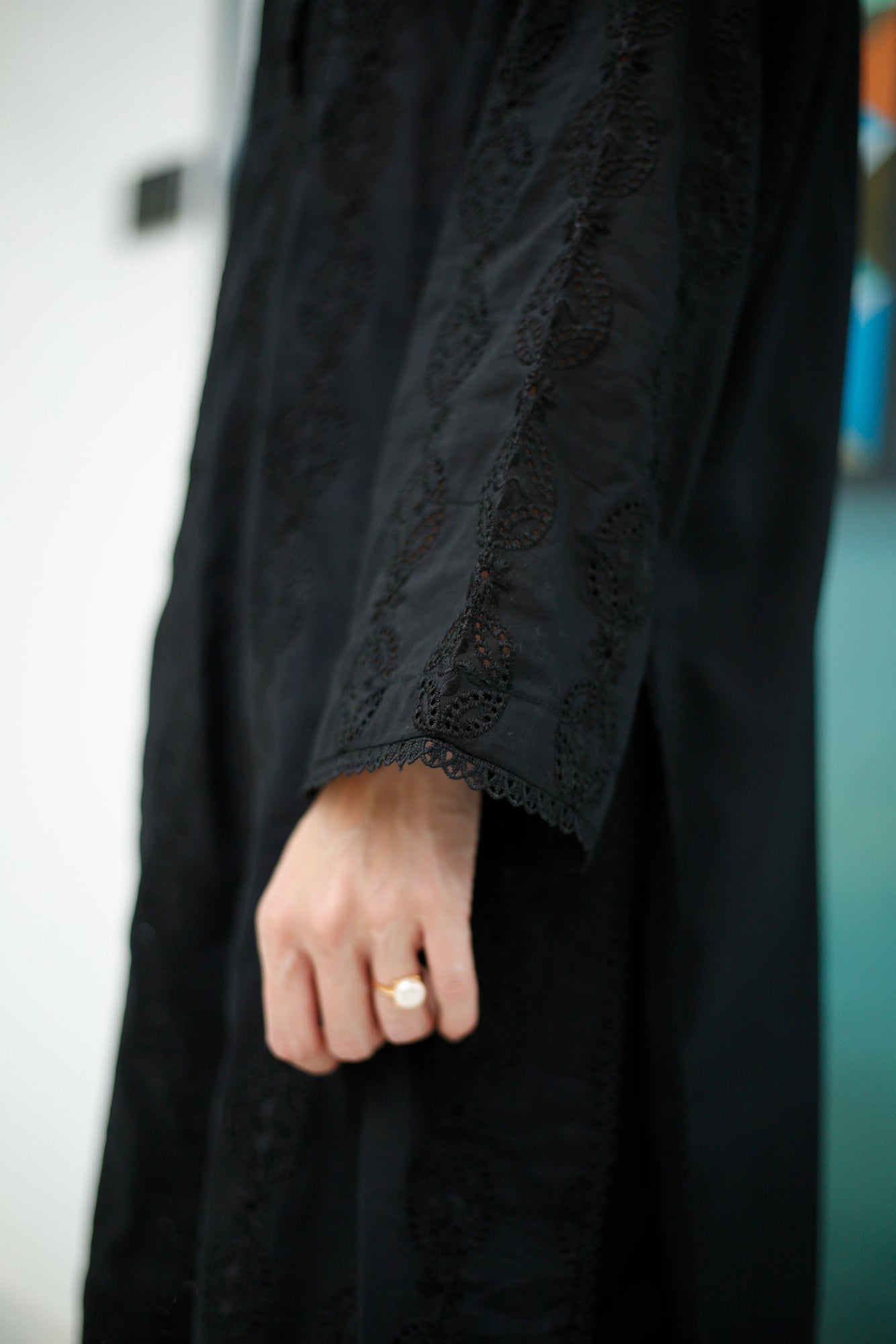 Black Schiffli Kurta