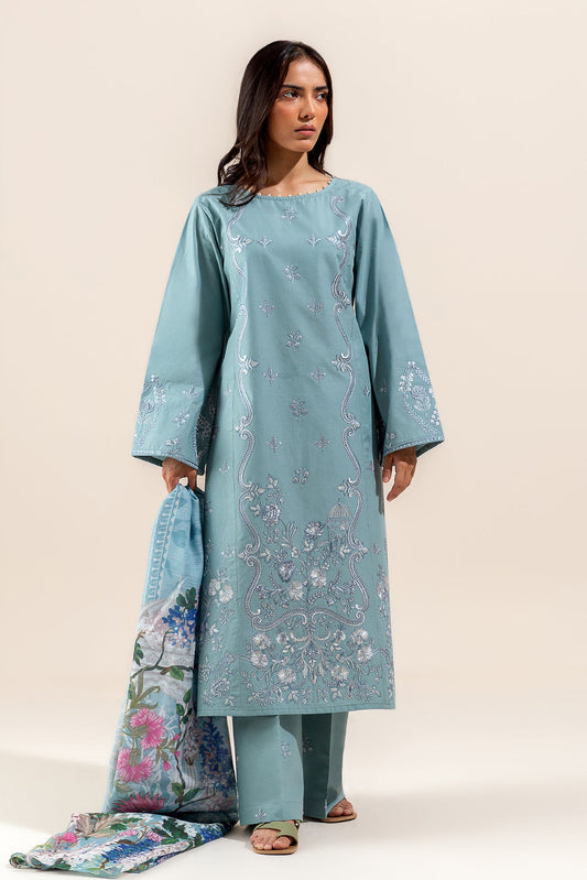 3 PIECE EMBROIDERED LAWN SUIT-ICE BLOOM (UNSTITCHED)