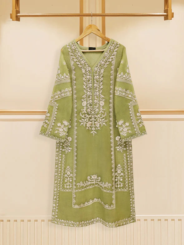 3 PIECE - PURE COTTON NET EMBROIDERED SUIT S109368