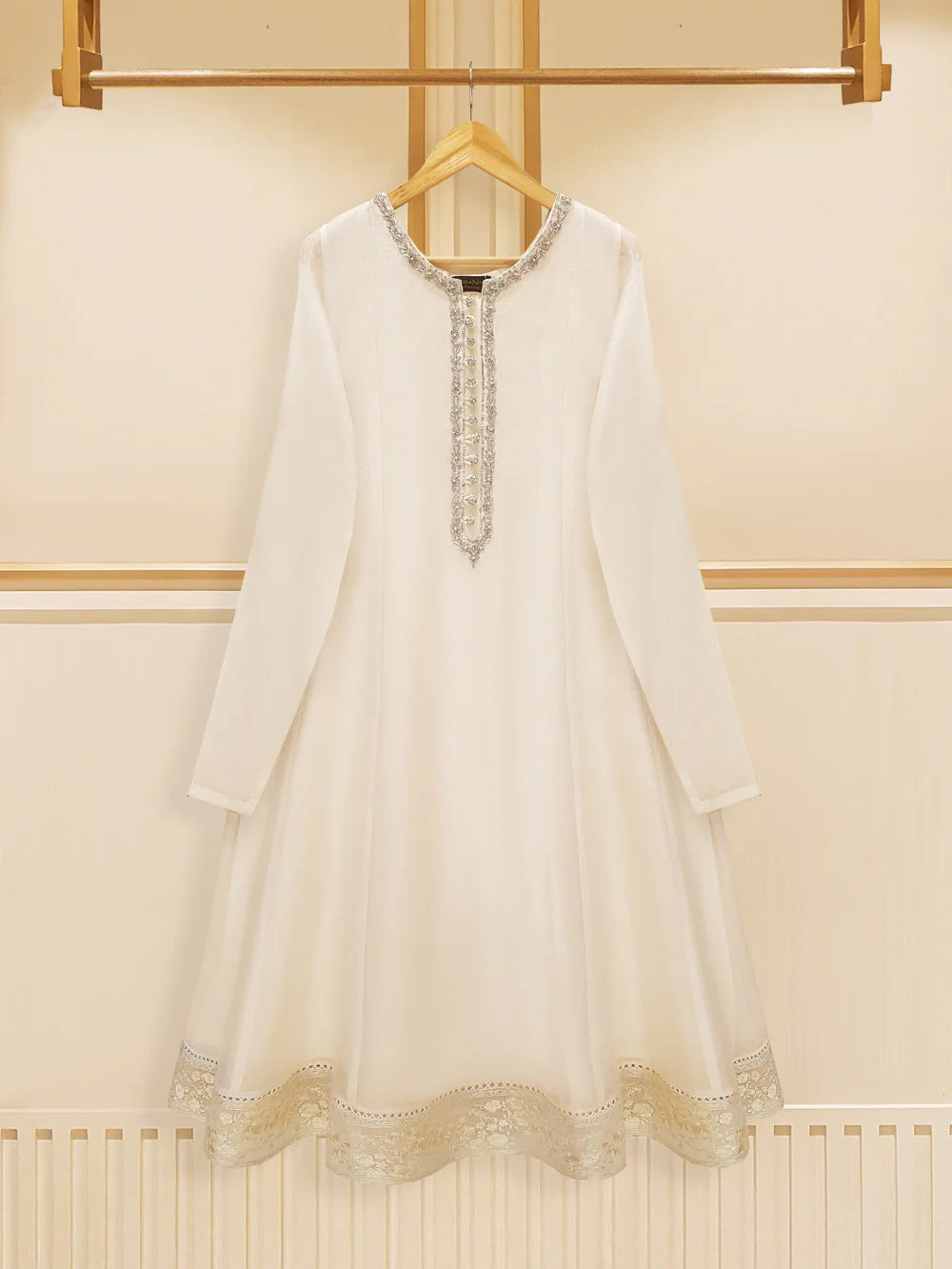 3 PIECE - PURE COTTON NET EMBROIDERED FROCK S109105