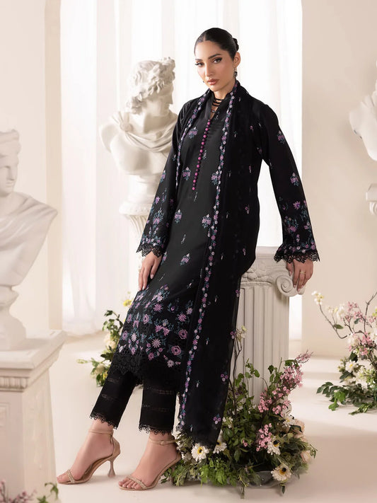 RajBari Premium Embroidered Lawn Unstitched 3Pc Suit D-01