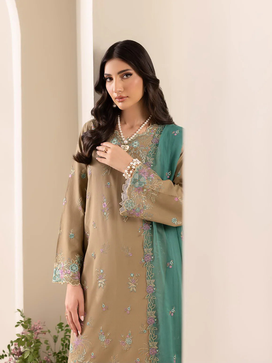 RajBari Premium Embroidered Lawn Unstitched 3Pc Suit D-03