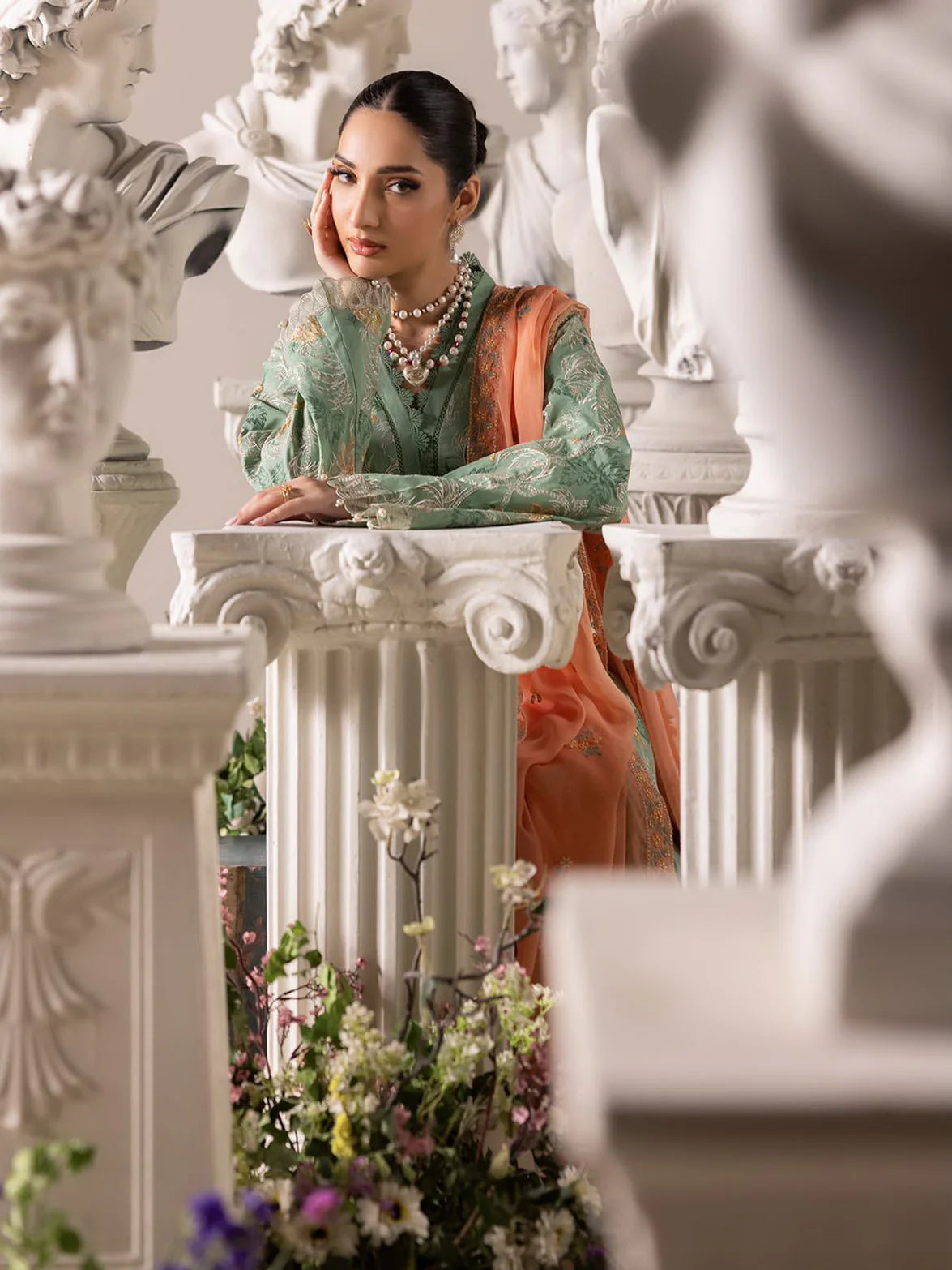 RajBari Premium Embroidered Lawn Unstitched 3Pc Suit D-06