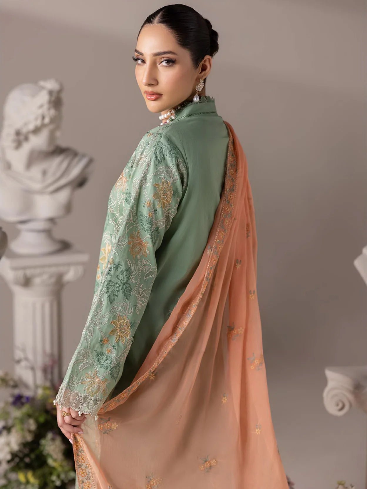 RajBari Premium Embroidered Lawn Unstitched 3Pc Suit D-06