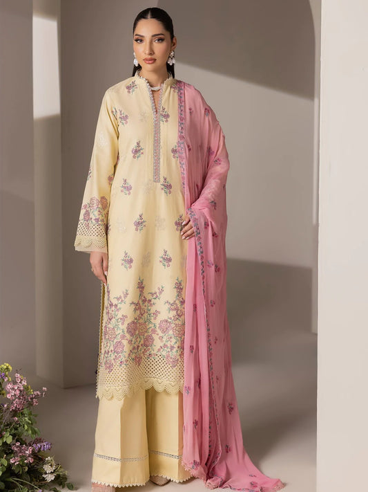 RajBari Premium Embroidered Lawn Unstitched 3Pc Suit D-09