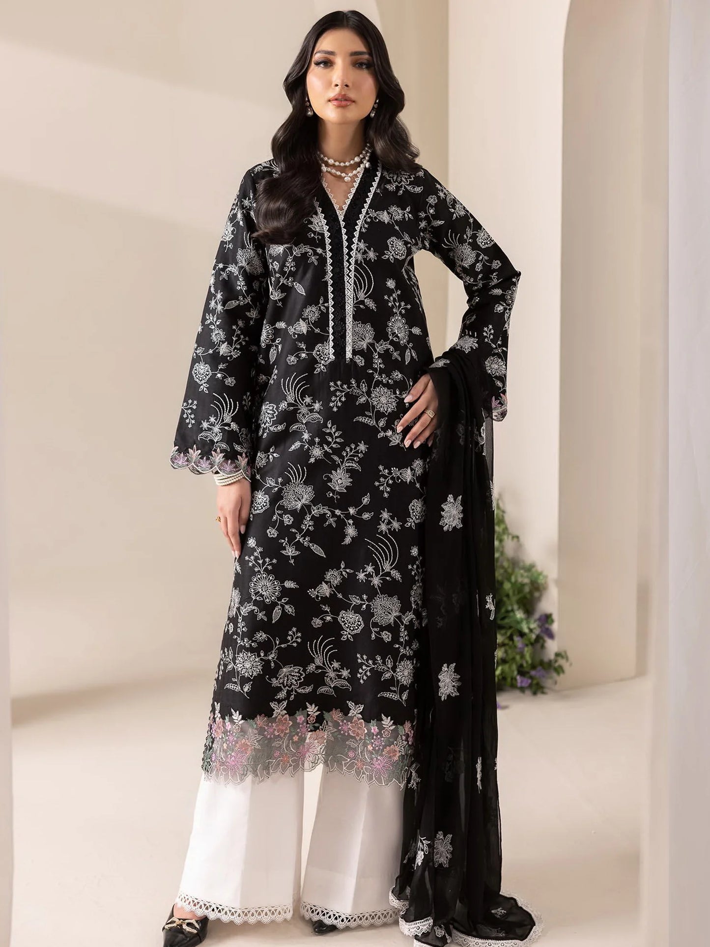 RajBari Premium Embroidered Lawn Unstitched 3Pc Suit D-10