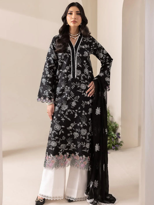 RajBari Premium Embroidered Lawn Unstitched 3Pc Suit D-10