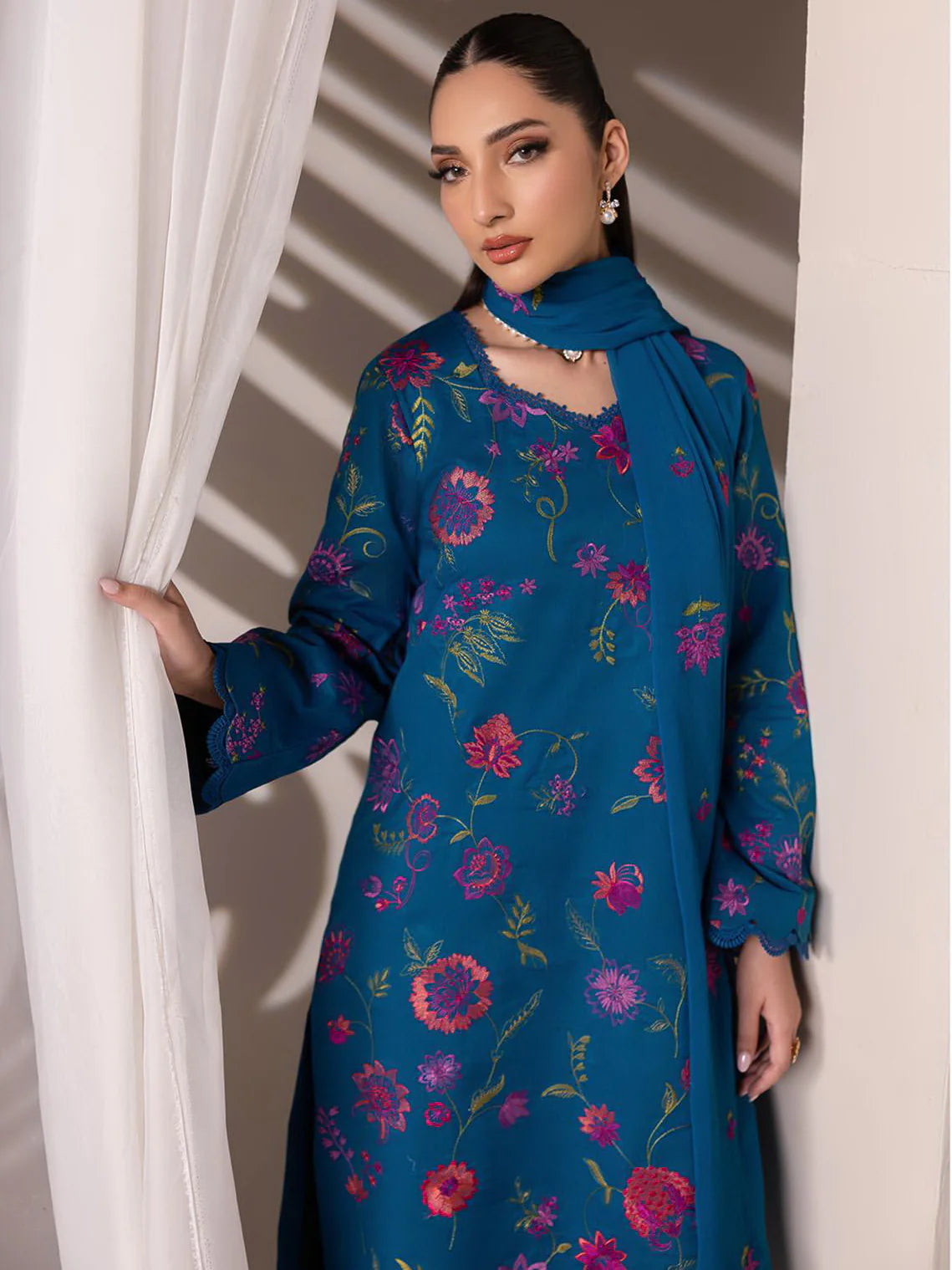RajBari Premium Embroidered Lawn Unstitched 3Pc Suit D-11