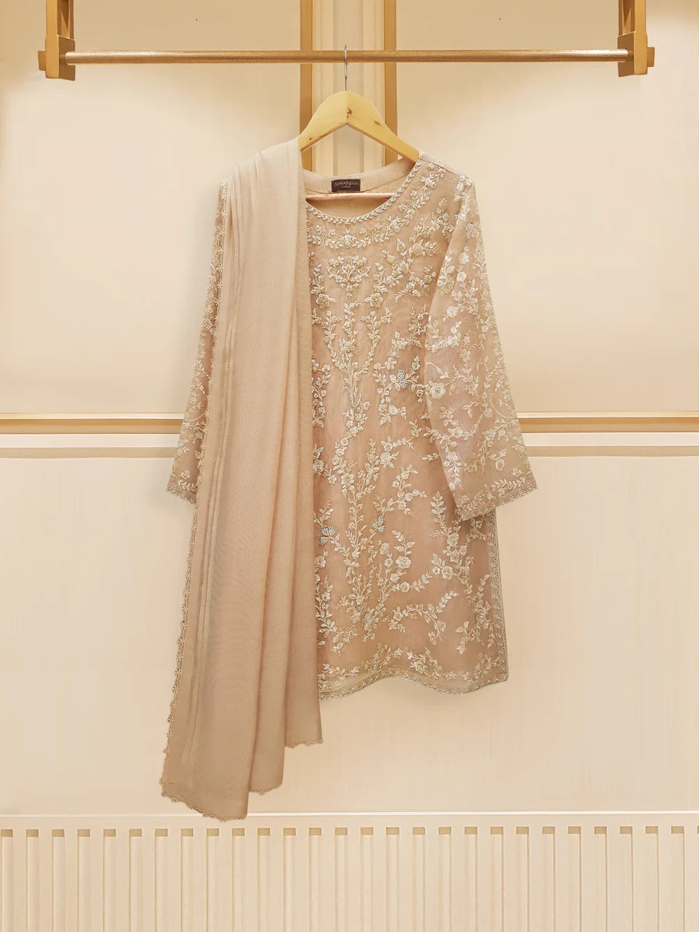 3 PIECE - PURE COTTON NET EMBROIDERED SUIT S108866