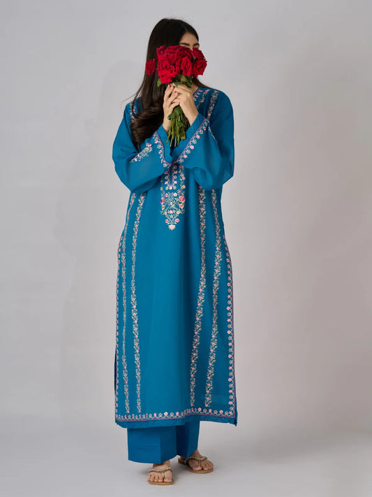 2 Piece - Embroidered Pure Swiss Voile Suit S110336