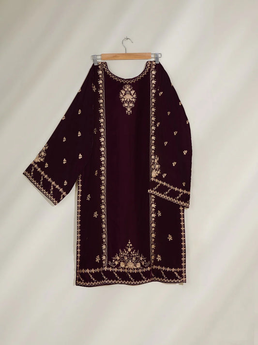 2 Piece- Embroidered Velvet Suit S110393
