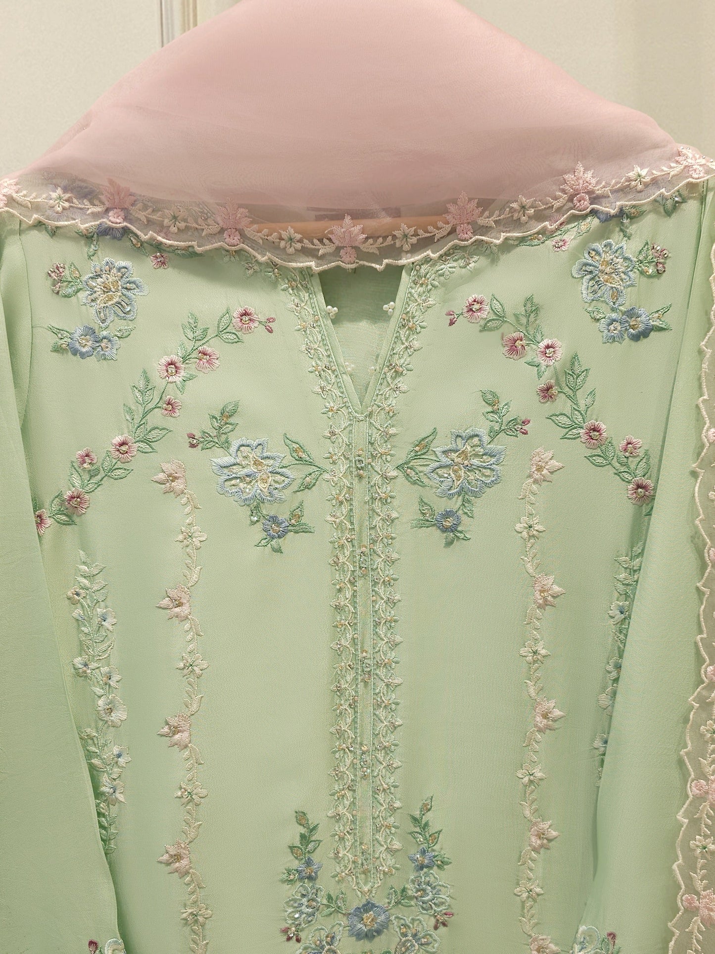 3 Piece- Pure Sheesha Silk Embroidered Suit S113030