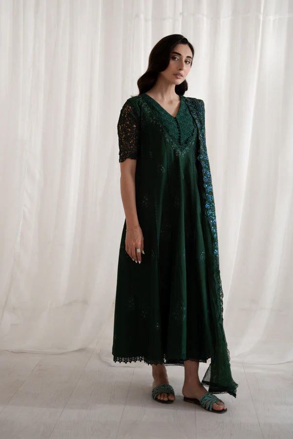 EMERALD GREEN KALIDAAR SET / EID 2024 PRET NPA3-24409