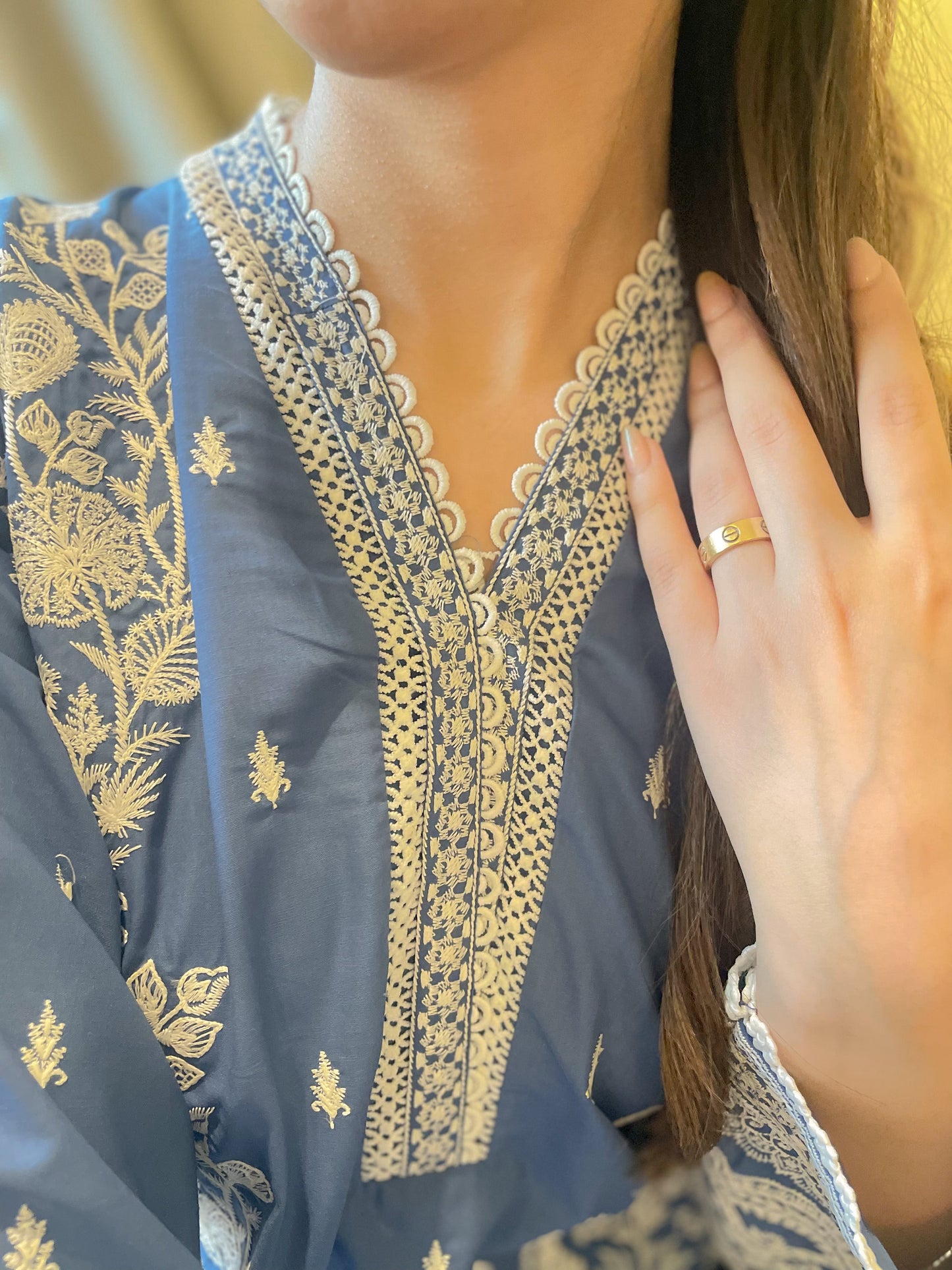 Cobalt Blue Embroidered Kurta