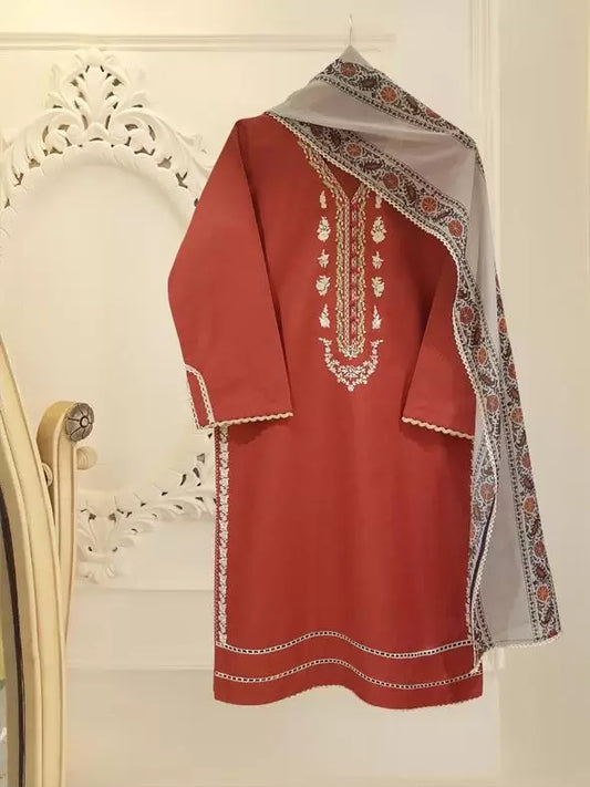 TWO PIECE PURE JACQUARD SHIRT WITH DUPATTA S103419