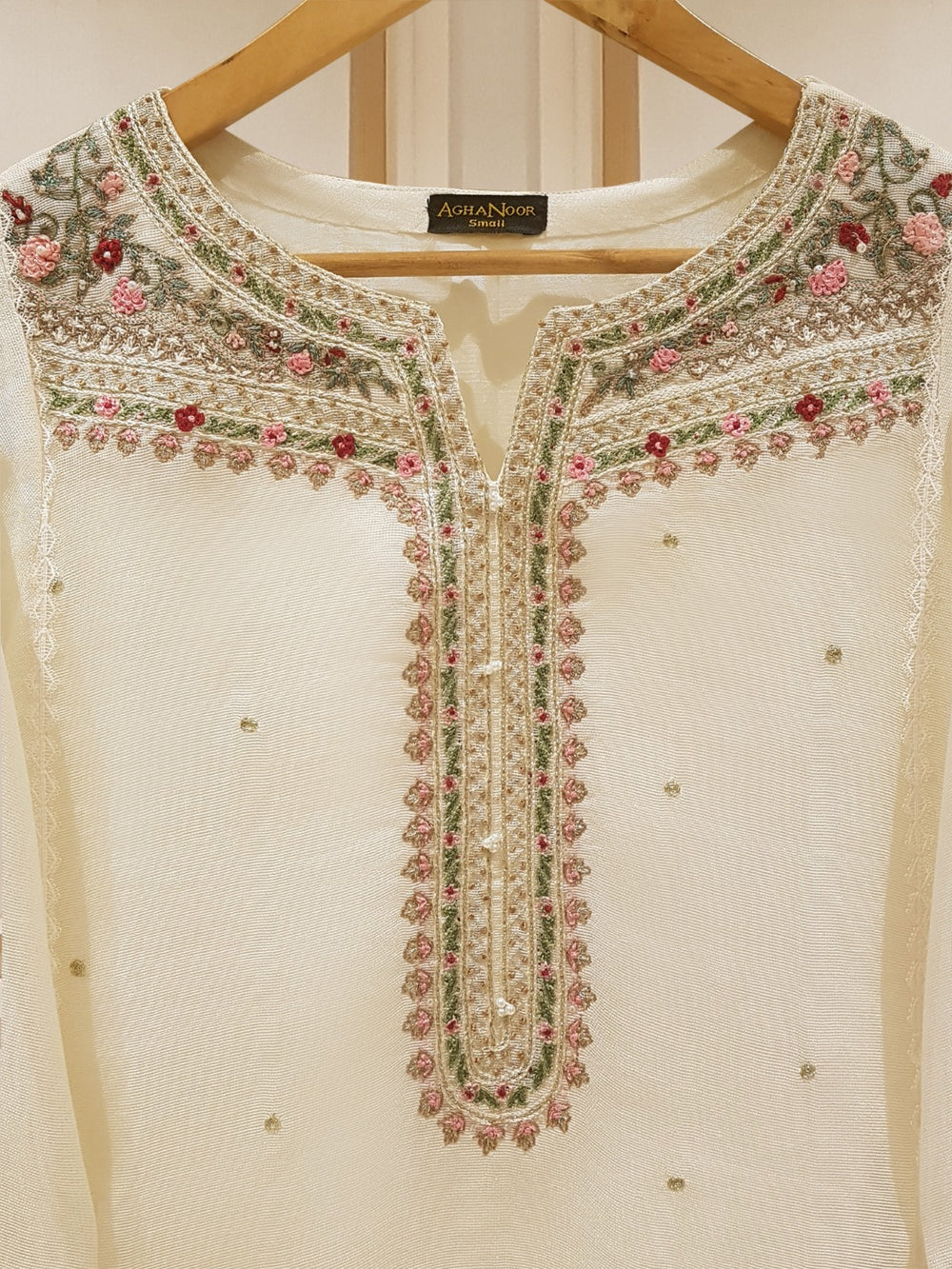 PURE COTTON NET HAND EMBROIDERED SHIRT AND PANTS S106798