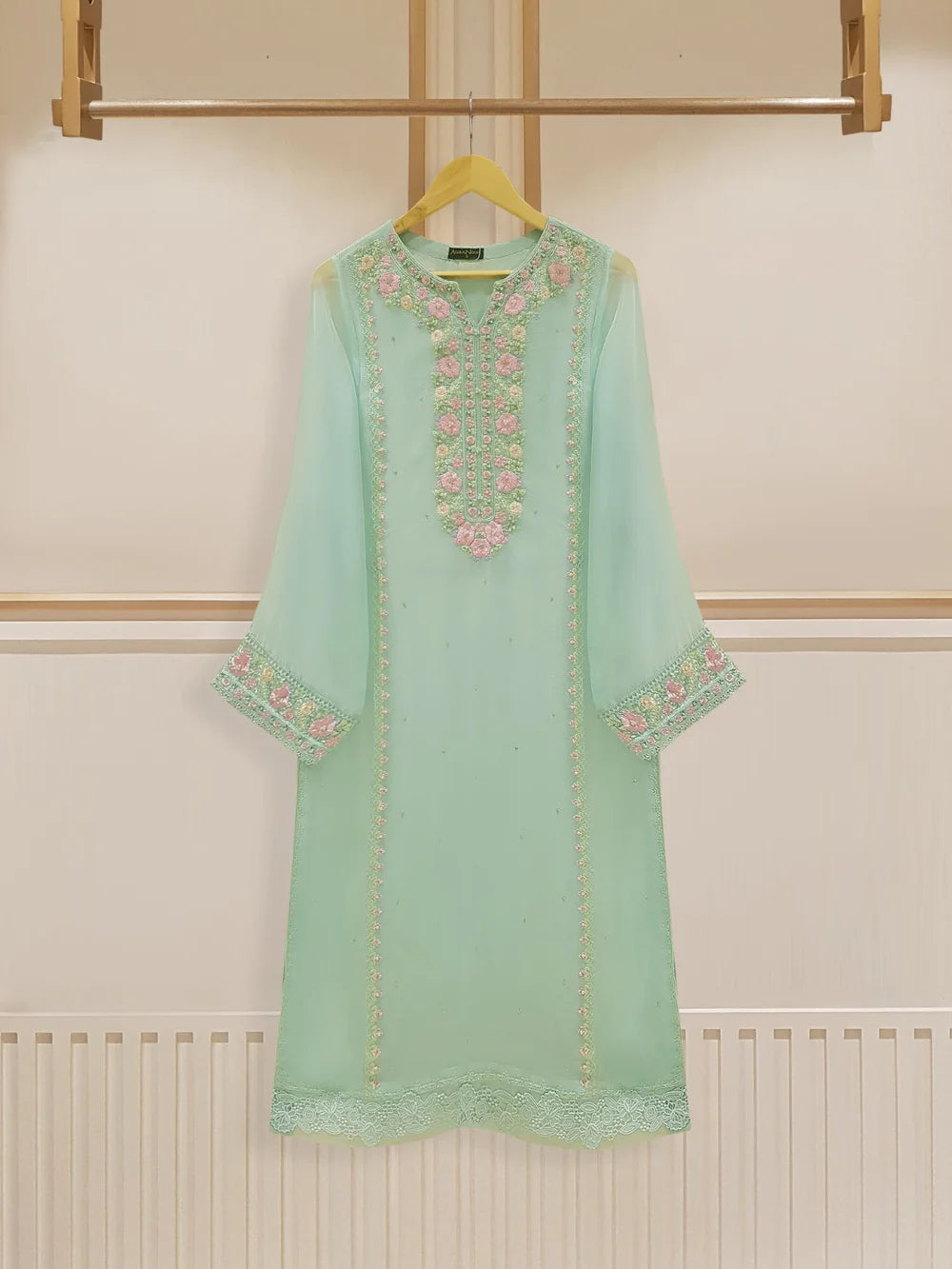 TWO PIECE 100% PURE CHIFFON BEAUTIFUL EMBROIDERED S106859