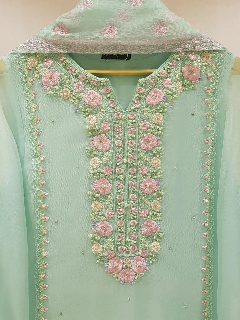 TWO PIECE 100% PURE CHIFFON BEAUTIFUL EMBROIDERED S106859