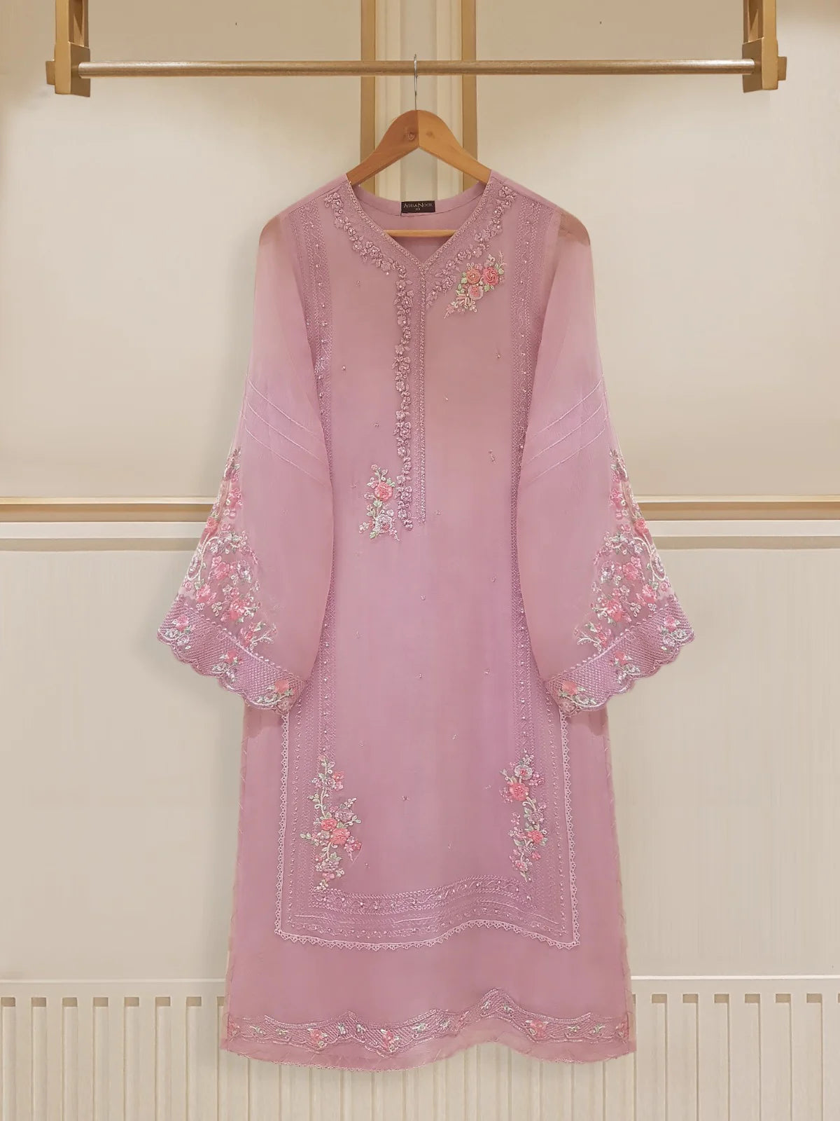 TWO PIECE 100% PURE CHIFFON BEAUTIFUL EMBROIDERED S107345