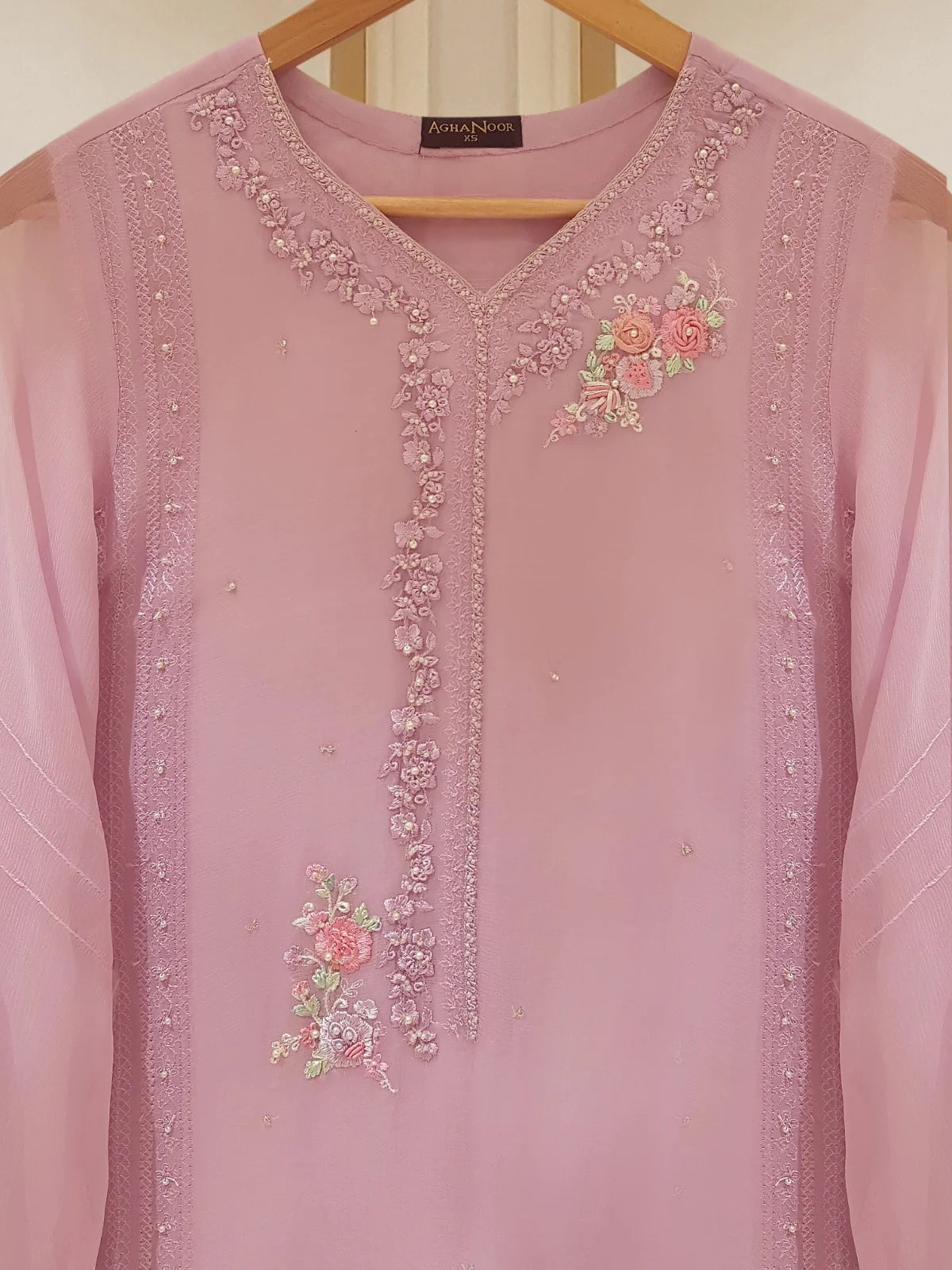 TWO PIECE 100% PURE CHIFFON BEAUTIFUL EMBROIDERED S107345