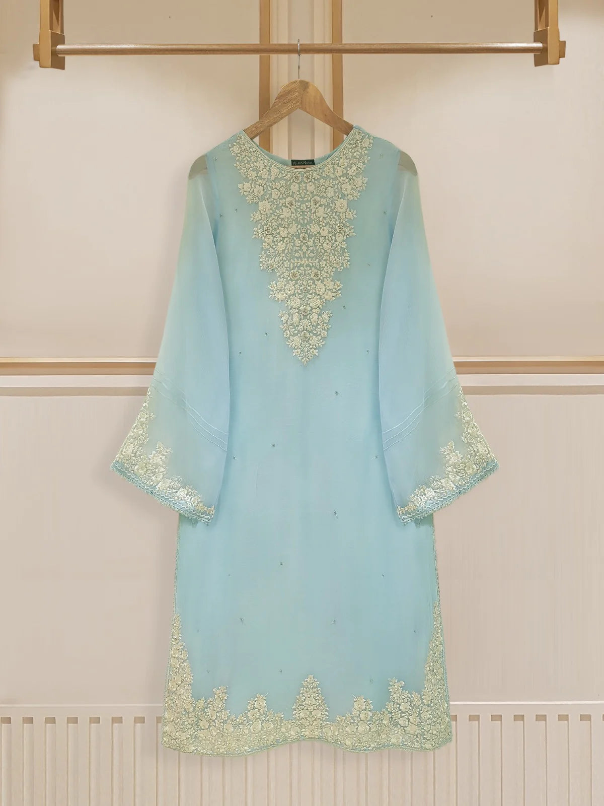 TWO PIECE 100% PURE CHIFFON BEAUTIFUL EMBROIDERED S107358