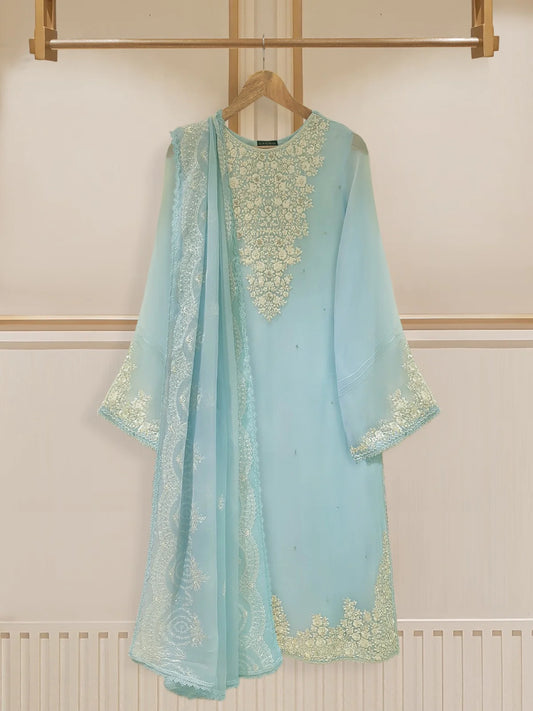 TWO PIECE 100% PURE CHIFFON BEAUTIFUL EMBROIDERED S107358