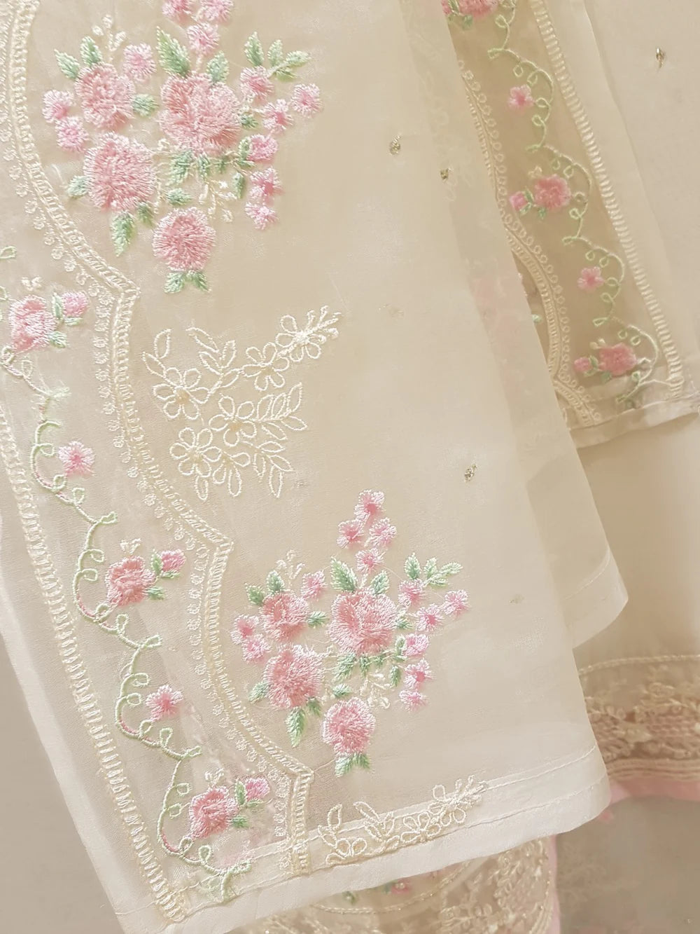 TWO PIECE PURE ORGANZA EMBROIDERED SHIRT WITH DUPATTA S107402