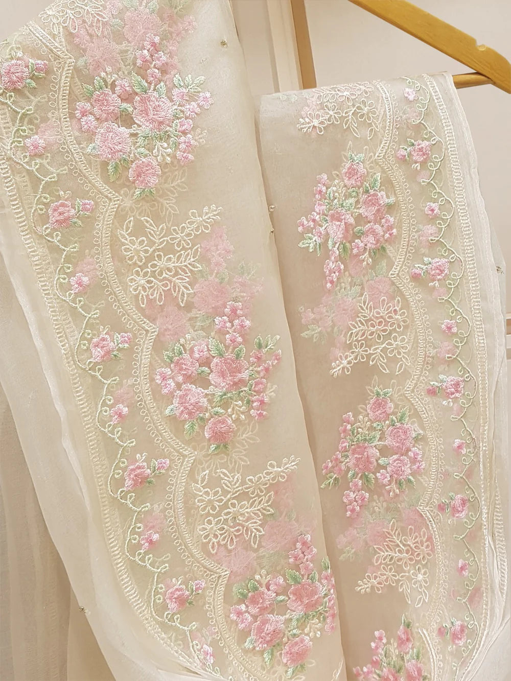 TWO PIECE PURE ORGANZA EMBROIDERED SHIRT WITH DUPATTA S107402