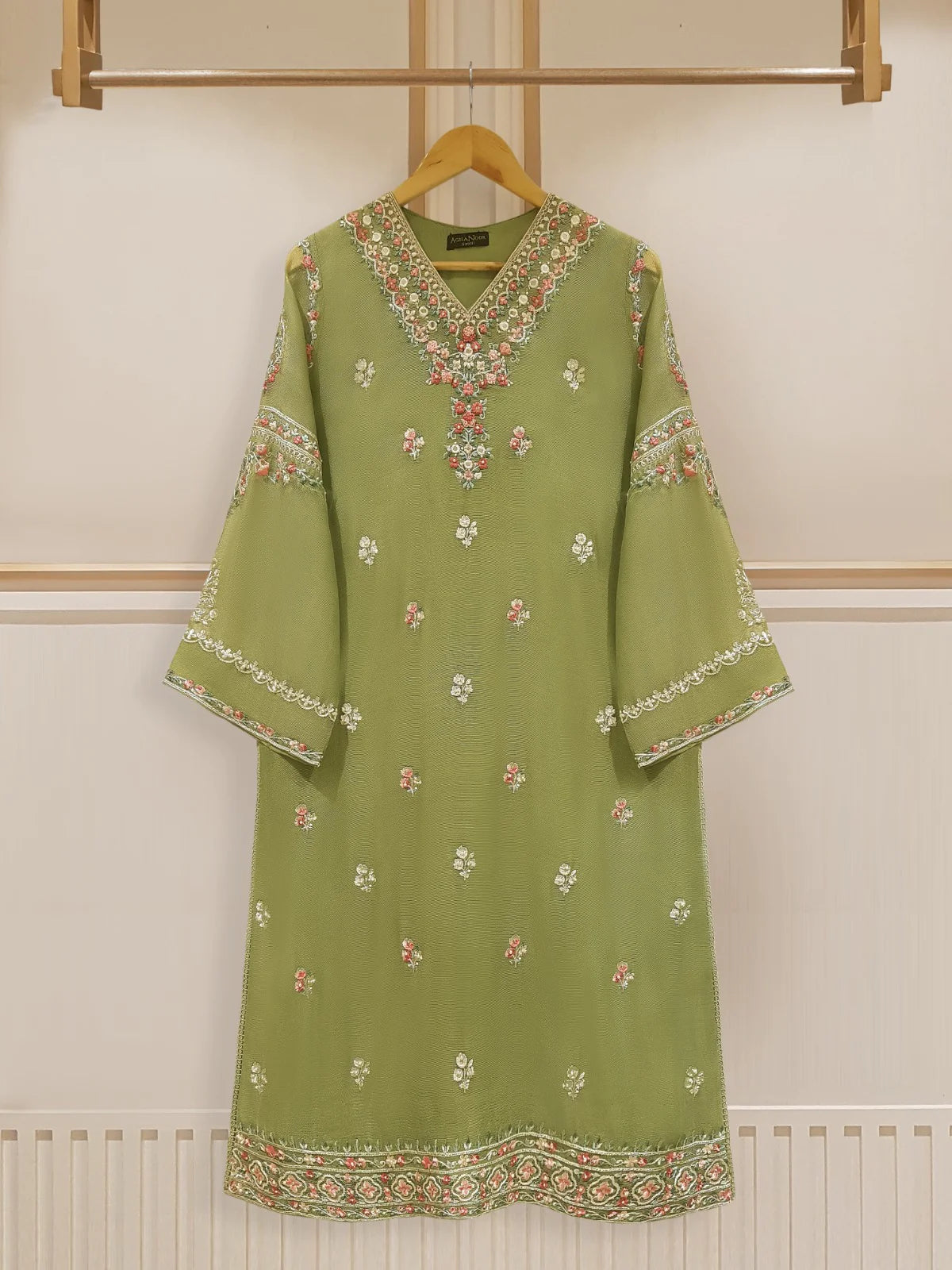 TWO PIECE PURE COTTON NET EMBROIDERED SHIRT WITH ORGANZA DUPATTA S107518