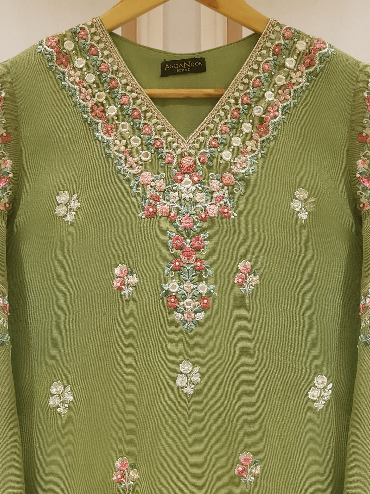 TWO PIECE PURE COTTON NET EMBROIDERED SHIRT WITH ORGANZA DUPATTA S107518