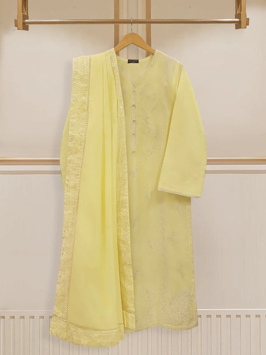 TWO PIECE FINE PIMA FULLY EMBROIDERED SHIRT WITH DUPATTA S107570