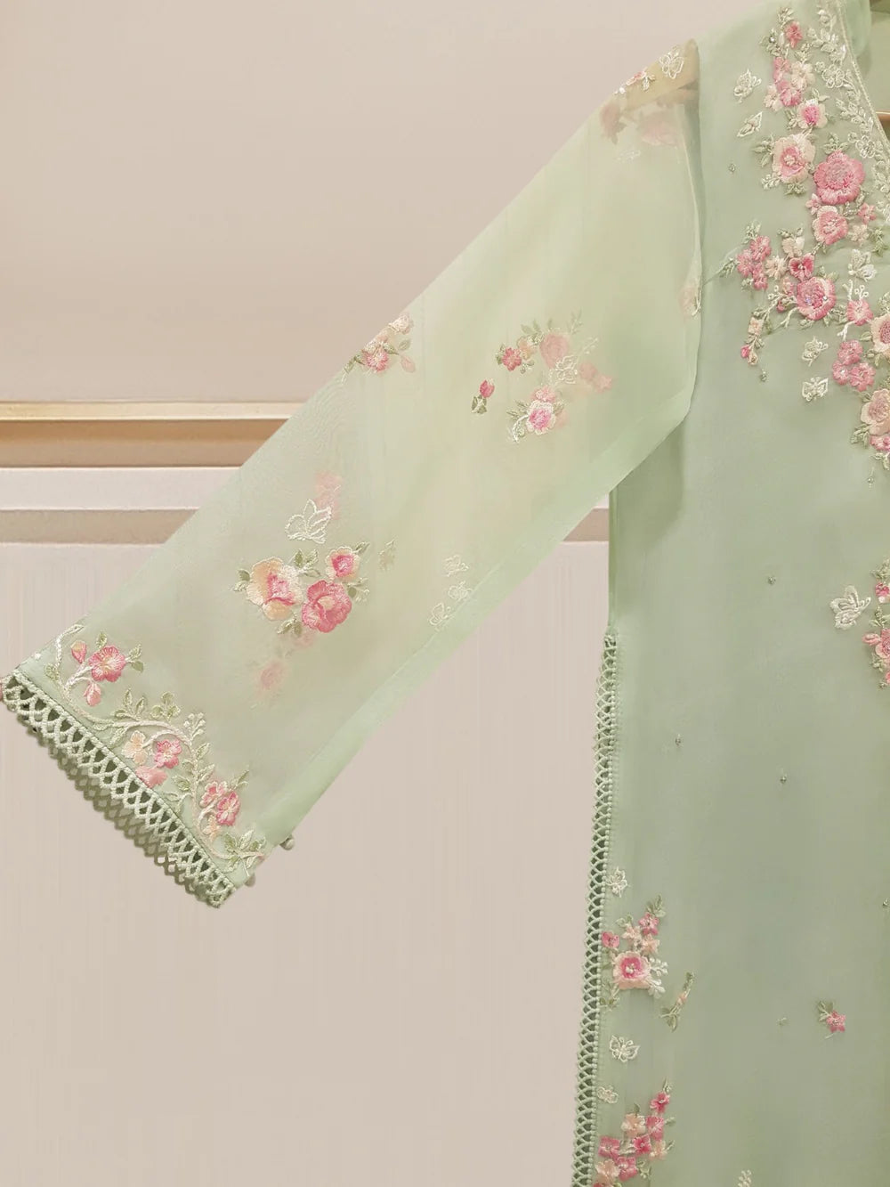 2 PIECE - PURE ORGANZA EMBROIDERED SUIT S108072