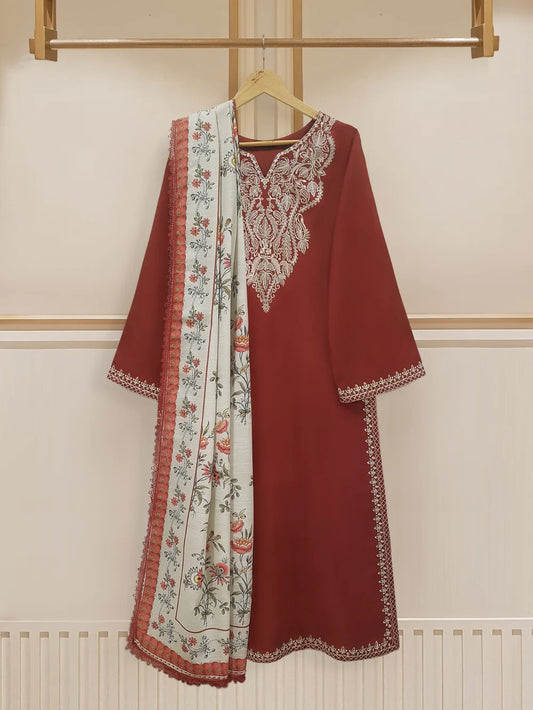 3 PIECE - EMBROIDERED KHADDAR SUIT S108112