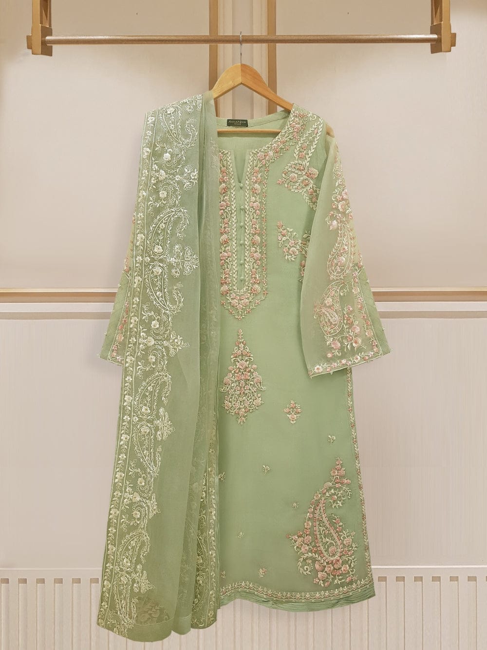 2 PIECE - PURE ORGANZA EMBROIDERED SUIT S108130