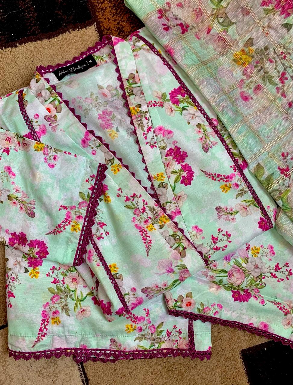 3PCS SWISS LAWN SUIT AB-0012