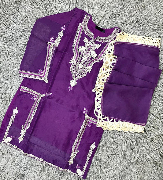 2PC ORGANZA SUIT SHIRT & DUPATTA AB-0018