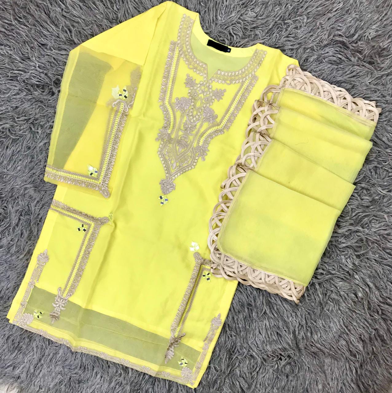 2PC ORGANZA SUIT SHIRT & DUPATTA AB-0019