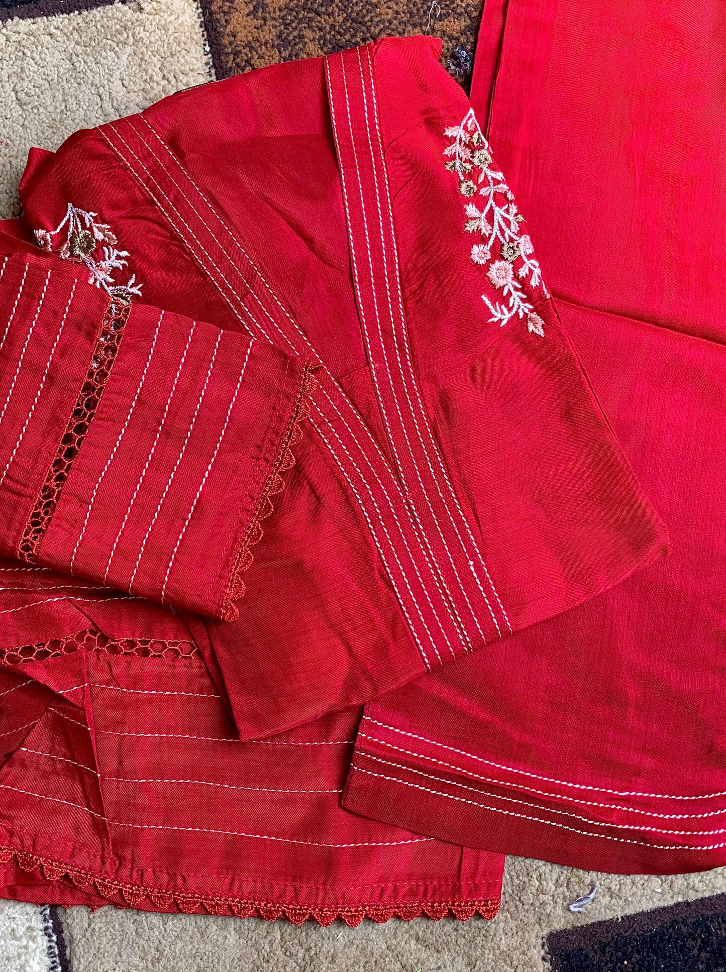 Embroidered butti Viscose 2pcs Suit / Shirt + Pant