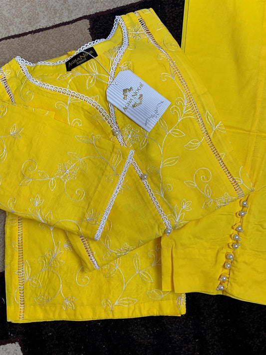 TWO PIECE FINE PIMA FULLY EMBROIDERED SHIRT WITH PANTS S107555