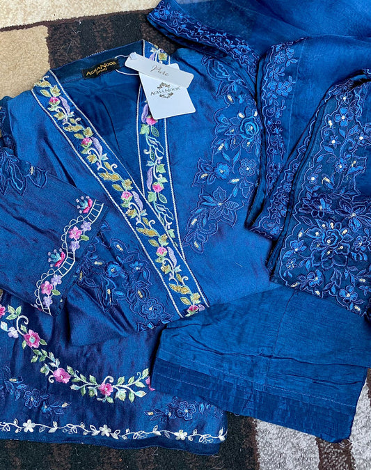 Aghanoor Clearance Sale Silk Net Shirt, Pant & Dupatta S111019