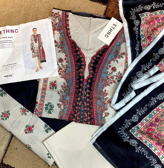 Unstitched 3pcs Digital Printed Suit