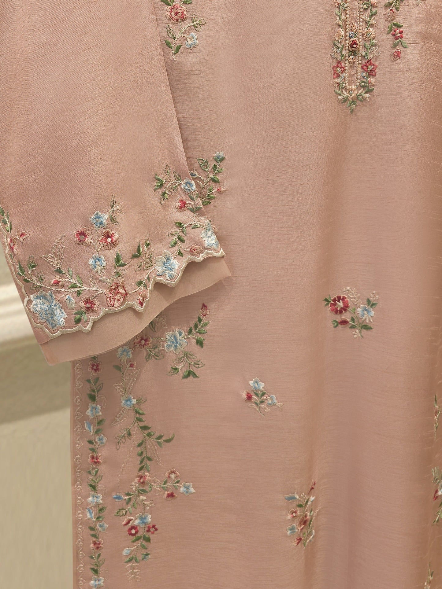 2 Piece- Pure Korean Silk Embroidered Suit S112926
