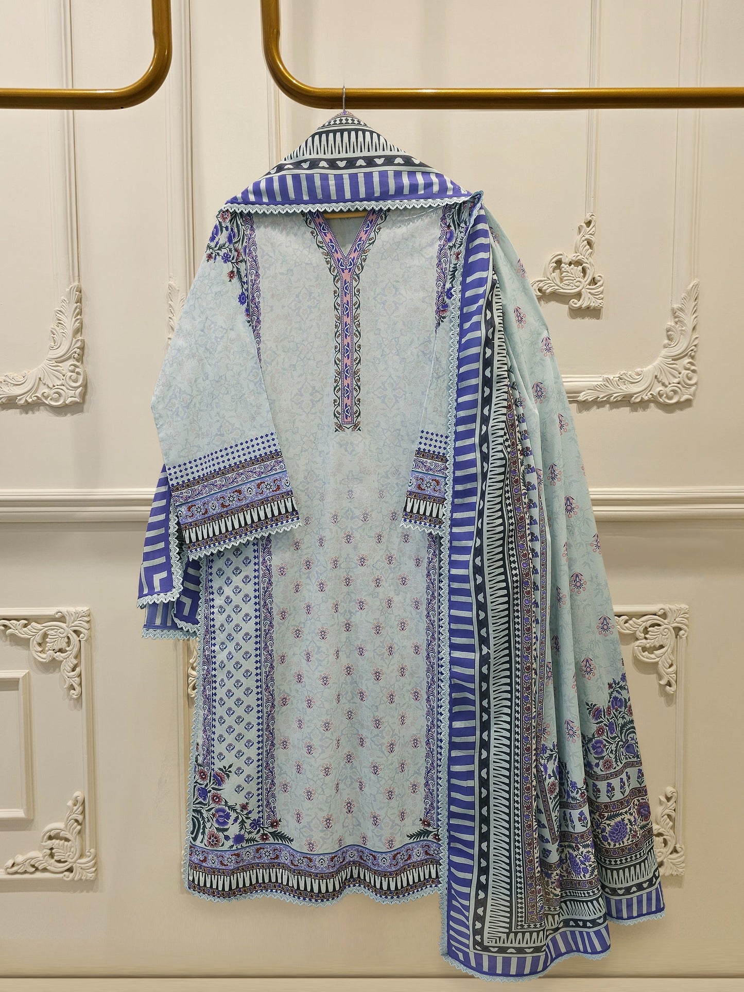 3 Piece - Digital Printed Cambric Suit S112993