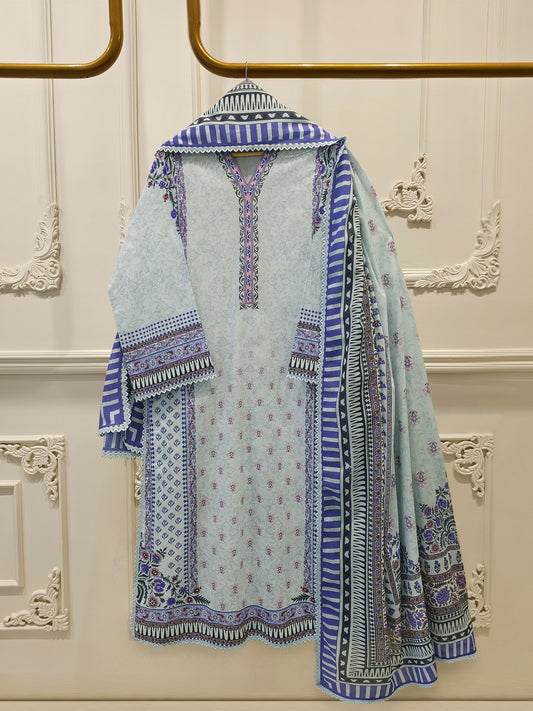 3 Piece - Digital Printed Cambric Suit S112993