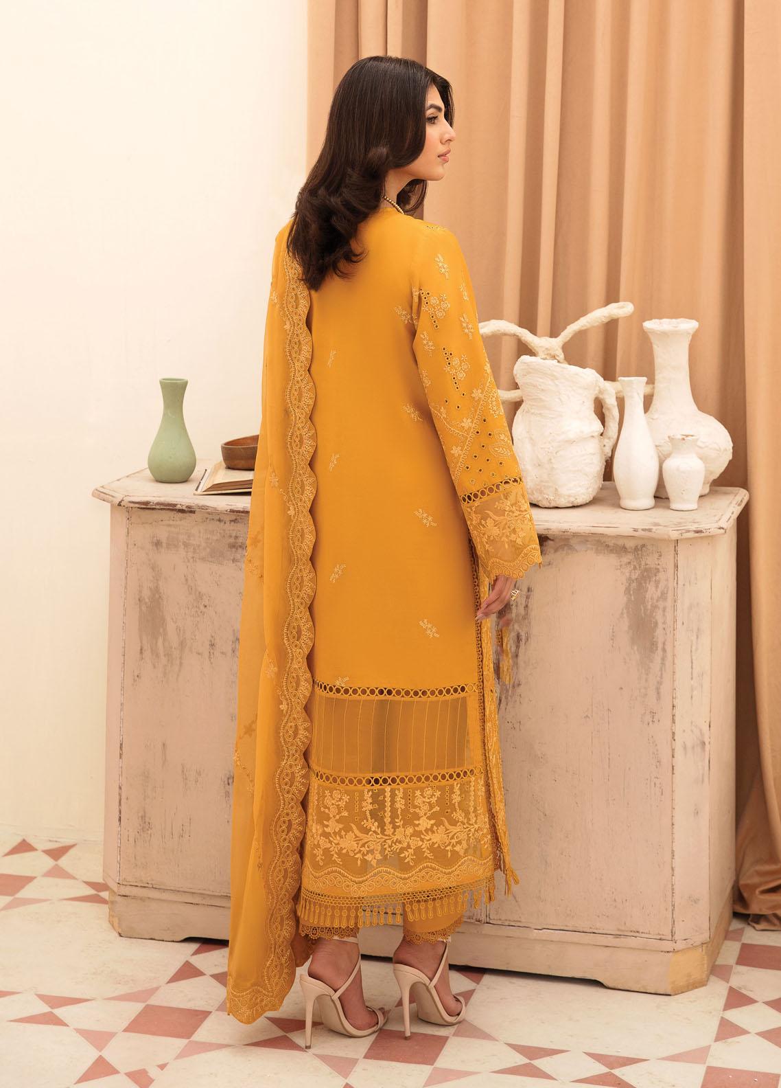 Afrozeh Embroidered Lawn Suits Unstitched 3 Piece AF23FC AL-23-V3-03 Goldenrod - Festive Collection