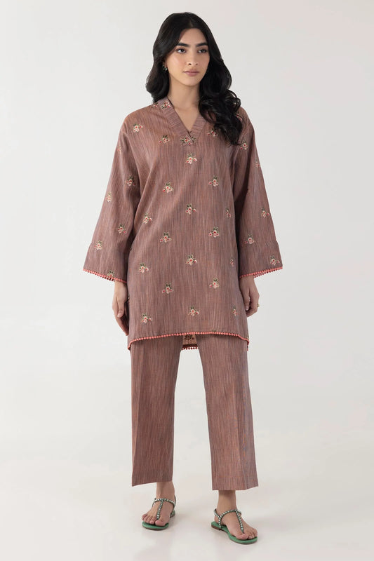 Stitched Basic Embroidered Shirt + Culotte