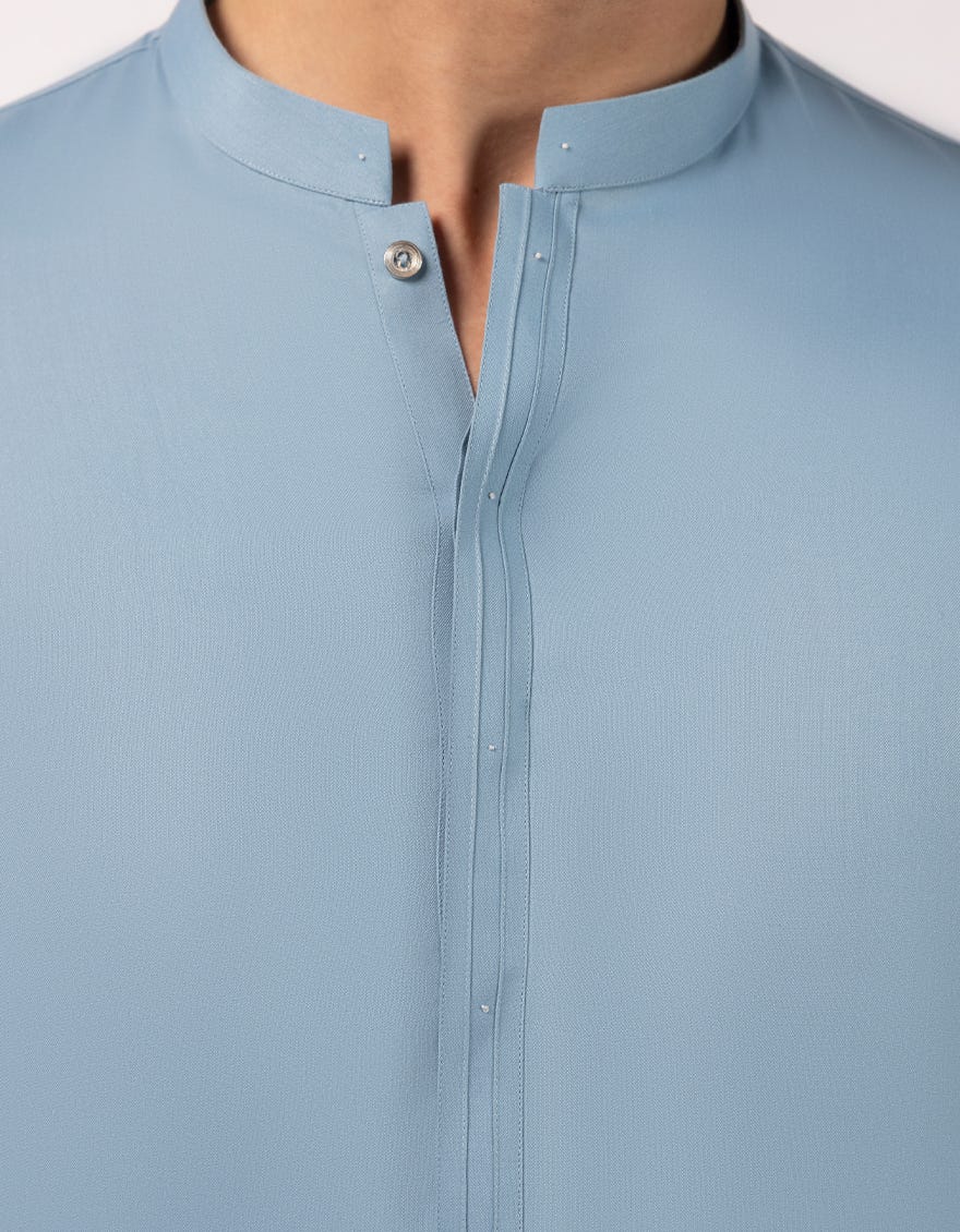 sky blue casual kameez shalwar - J.